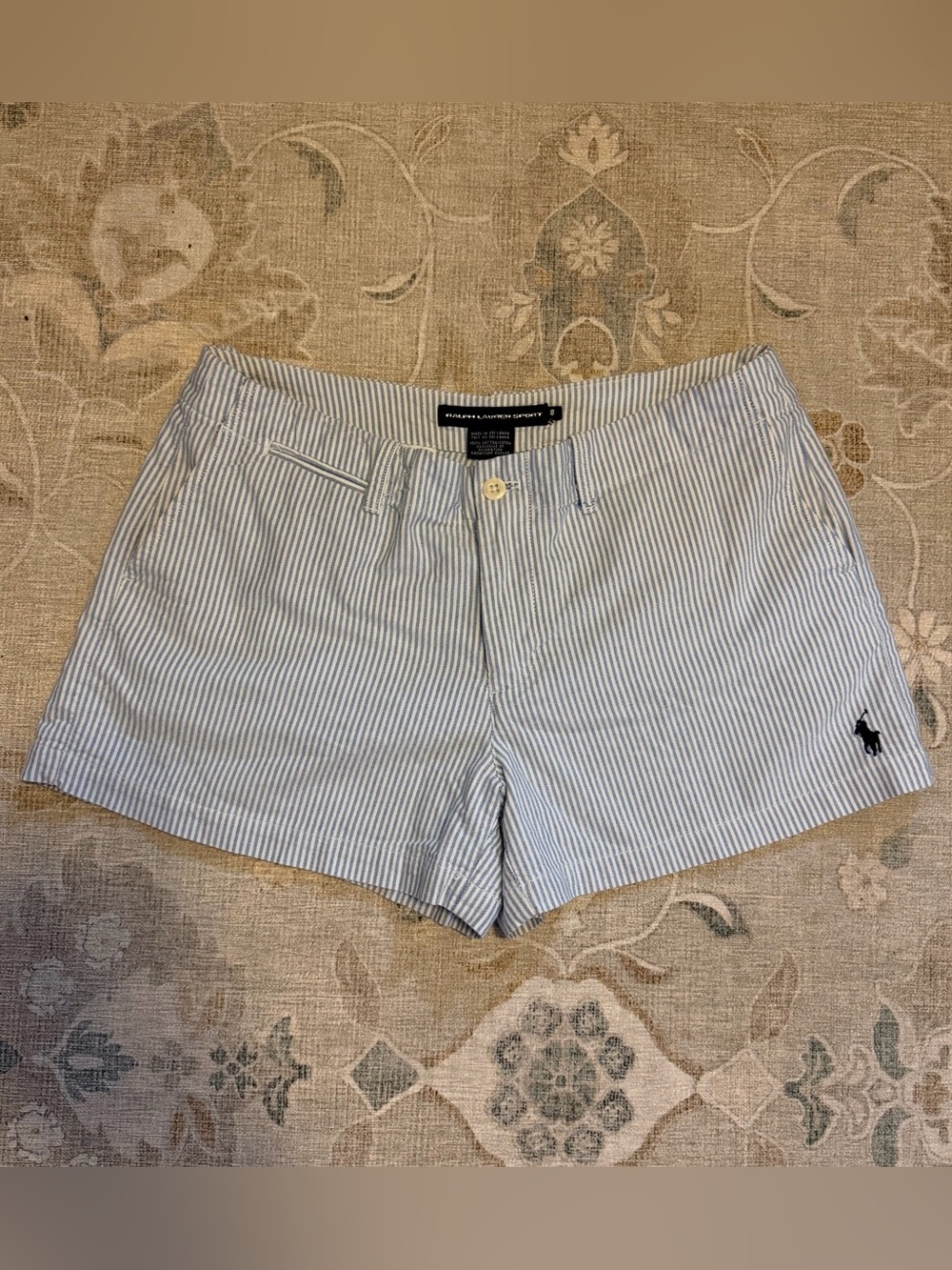 Ralph Lauren Sport Blue/White Striped Cotton Shorts in Women's size 8